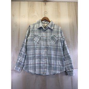 River & Rose Mint Plaid Roll Sleeve Button Up Womens Size Small NWT-7612